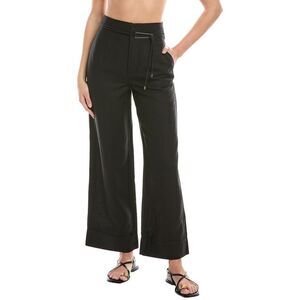 Onia Womens Air Linen-Blend Paperbag Trouser, Black